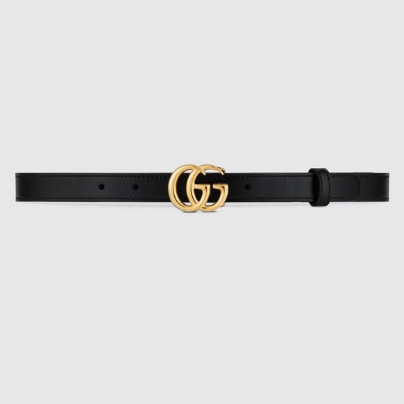 Gucci GG Marmont thin leather belt with shiny buckle variation black leather 85 - Picture 1 of 4